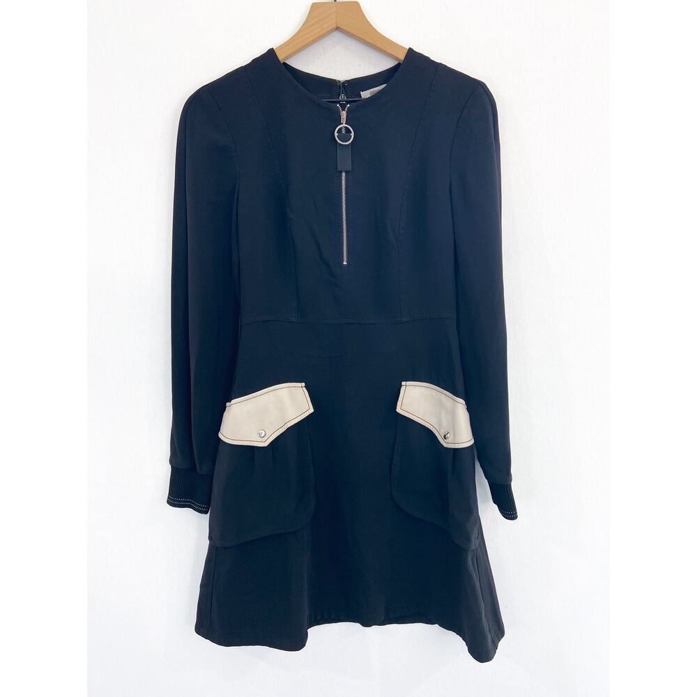 Jason Wu Grey Black Cream Fit Flare Dress 2 Modern Contemporary Minimalist Sleek - Picture 3 of 10